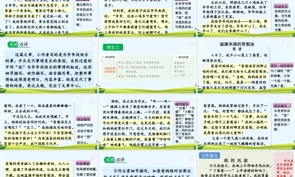 【统编版2025秋新教材】小学语文四年级上册第五单元-习作：生活万花筒（范文+点评+升格） 课件