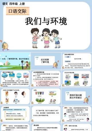 【统编版2025秋新教材】小学语文四年级上册第一单元-口语交际：我们与环境 课件