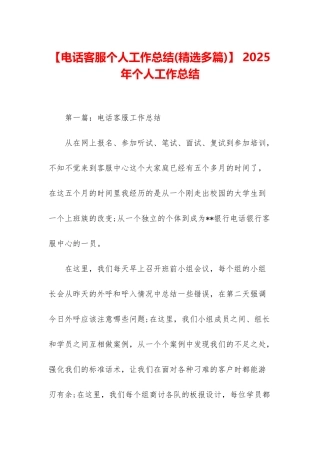 -2025年个人工作总结