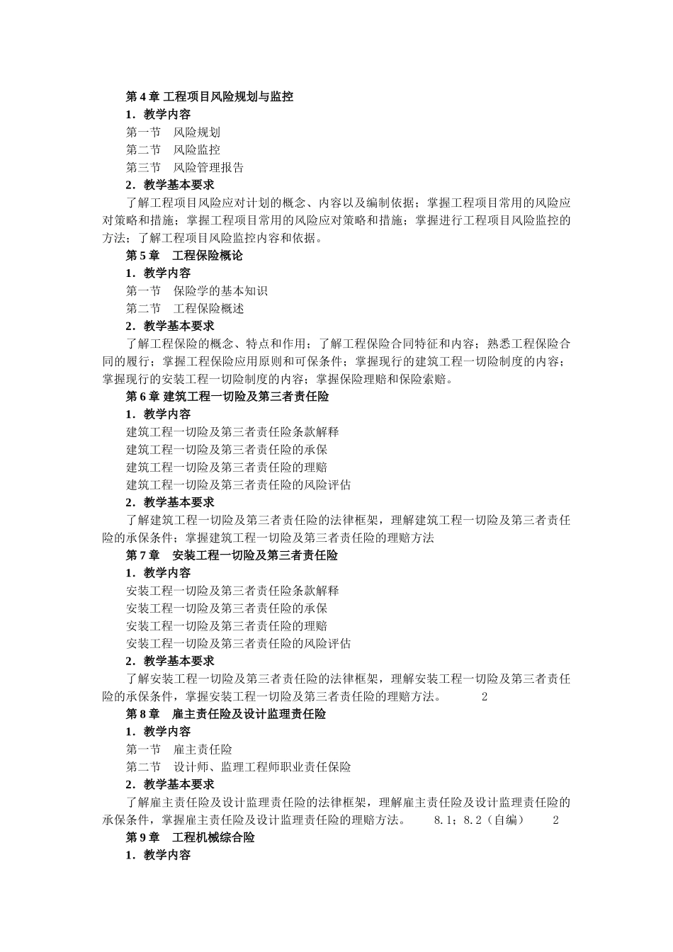 08级工程项目风险管理教学大纲-李锦学修订_第3页