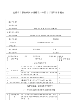 1.2建设项目职业病职业病防护设施设计专篇自行组织评审要点