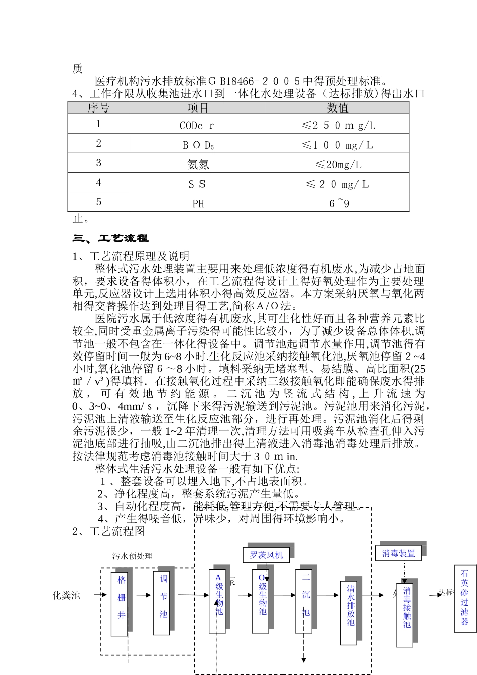 1000张床位医院一体化生活污水处理设计方案_第2页