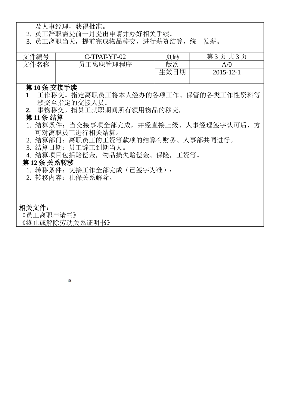 2-员工离职管理程序C-TPAT-YF-02_第2页