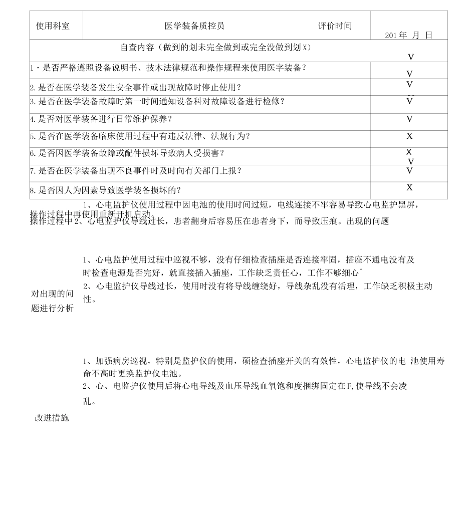 201年医学装备质量与安全评价表_第1页