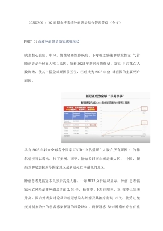 2025CSCOXG时期血液系统肿瘤患者综合管理策略
