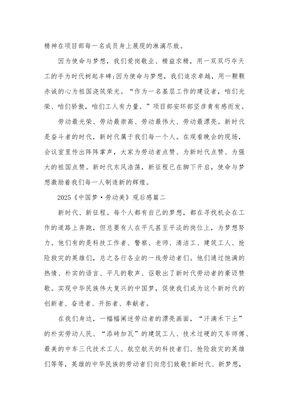 2025《中国梦·劳动美》观后感-向劳动人民致敬心得体会精选_第2页