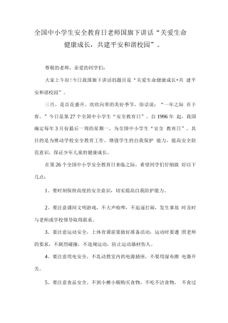 2025中小学第27个安全教育日国旗下演讲