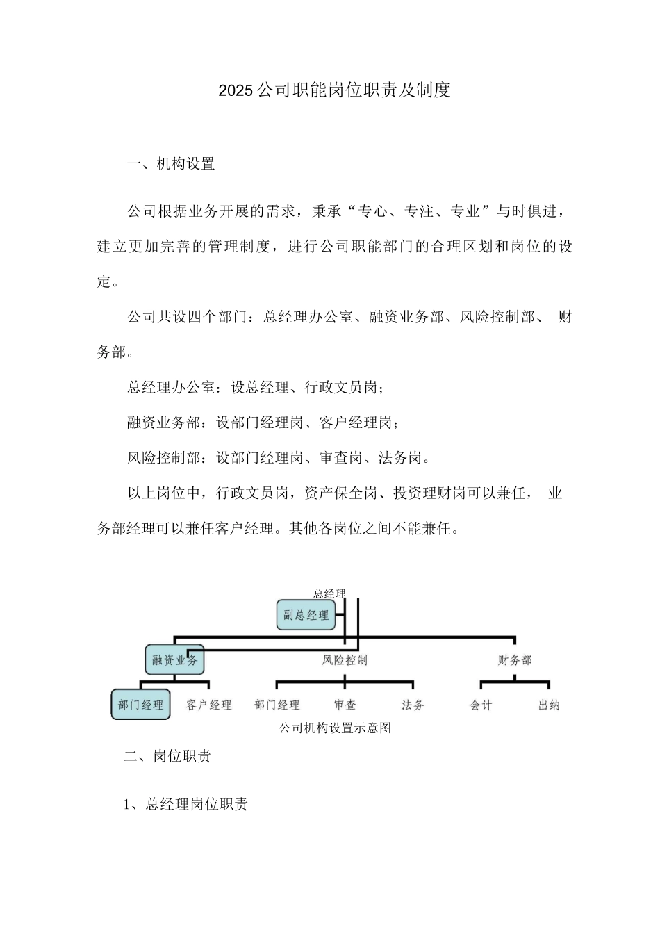 2025公司职能岗位职责及制度_第1页