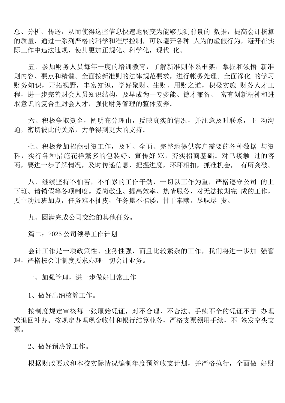 2025公司领导工作计划_第2页