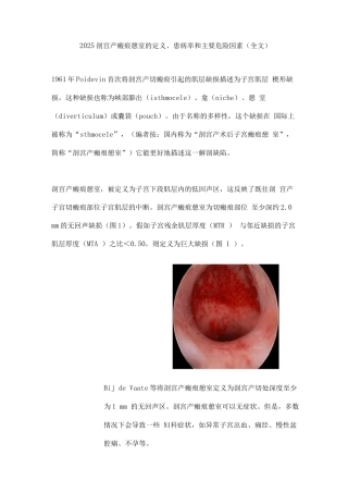 2025剖宫产瘢痕憩室的定义、患病率和主要危险因素