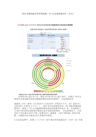 2025双重抗板后的单药抗板PCI后定制抗板治疗