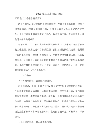 2025员工工作报告总结