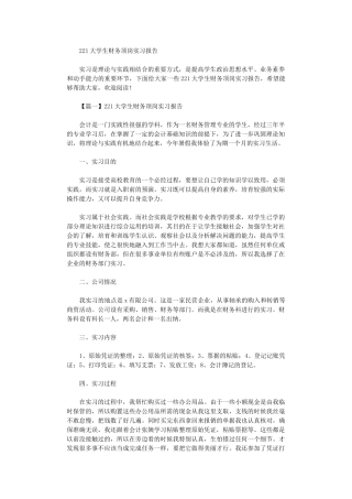 2025大学生财务顶岗实习报告大全