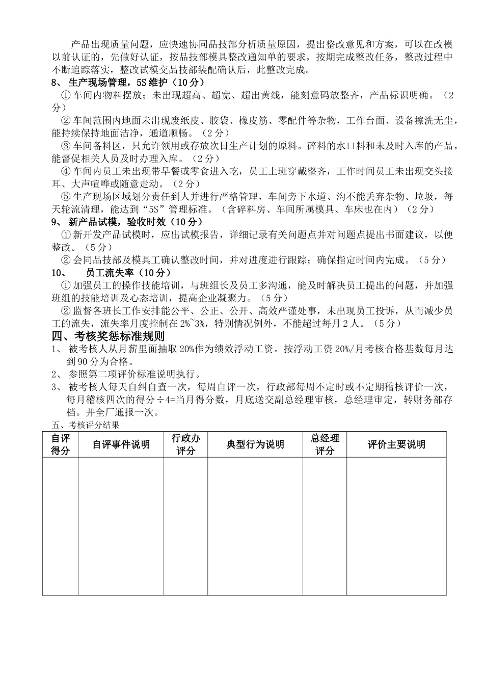 2025年-9-月注塑车间主管绩效考核表_第2页