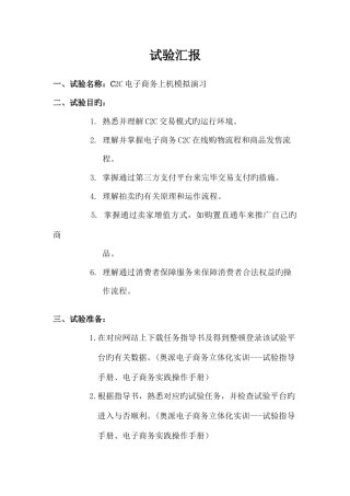 2025年C2C电子商务上机模拟演练实验报告