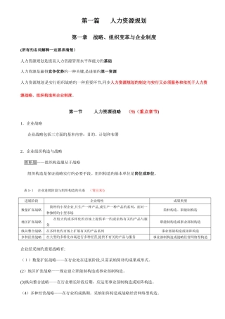 2025年HR二级考试知识点整理汇总