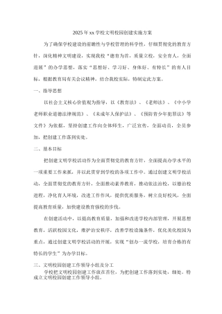 2025年xx学校文明校园创建实施方案