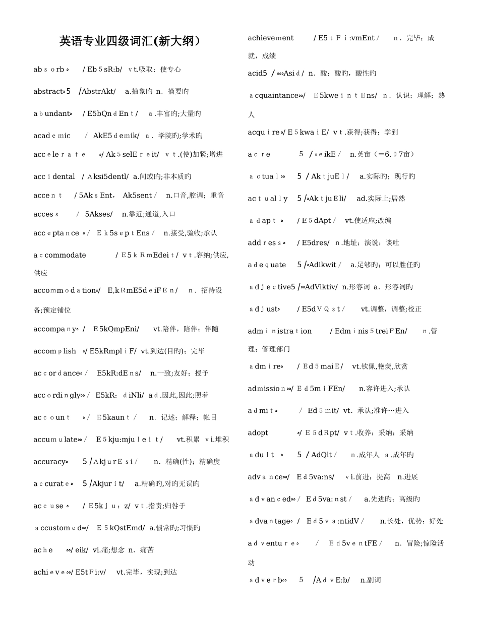 2025年专四词汇表_第1页
