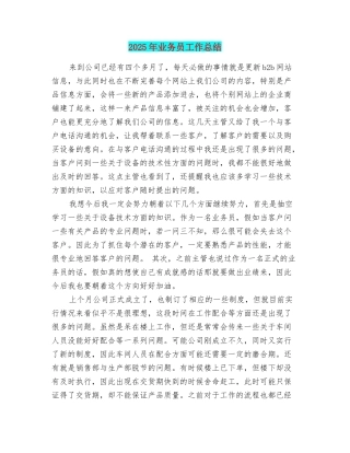 2025年业务员工作总结