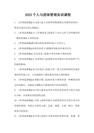 2025年个人与团队管理实训课程