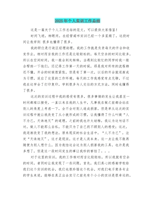 2025年个人实训工作总结