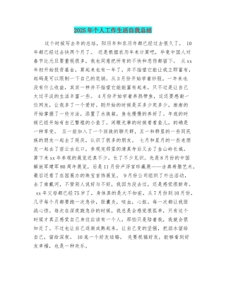 2025年个人工作生活自我总结