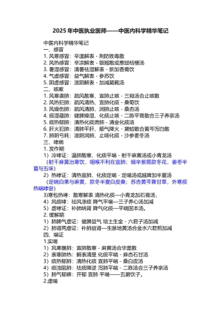 2025年中医执业医师——中医内科学精华笔记
