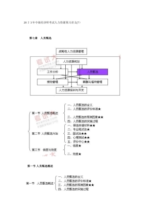 2025年中级经济师考试人力资源预习讲义