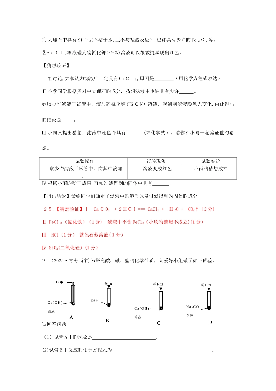 2025年中考化学真题分类汇编专题科学探究题含答案_第3页