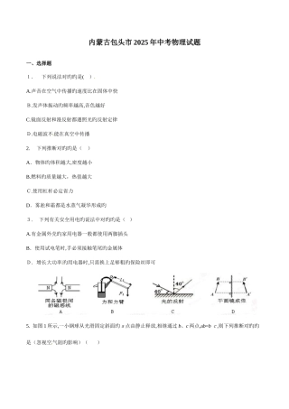 2025年中考真题精品解析物理精编版