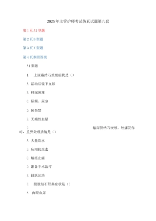 2025年主管护师考试仿真试题第九套