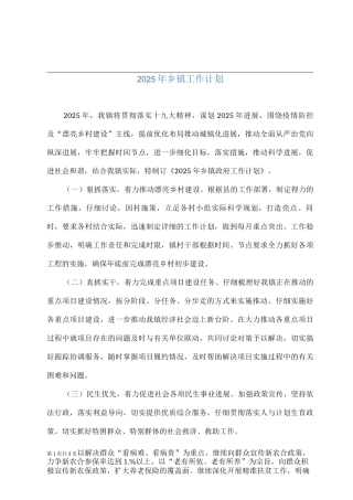 2025年乡镇工作计划
