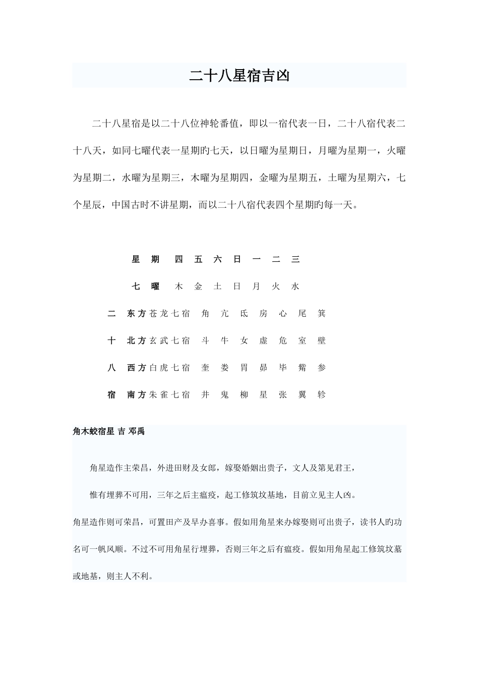 2025年二十八星宿十二建星吉凶吉凶埋葬_第1页