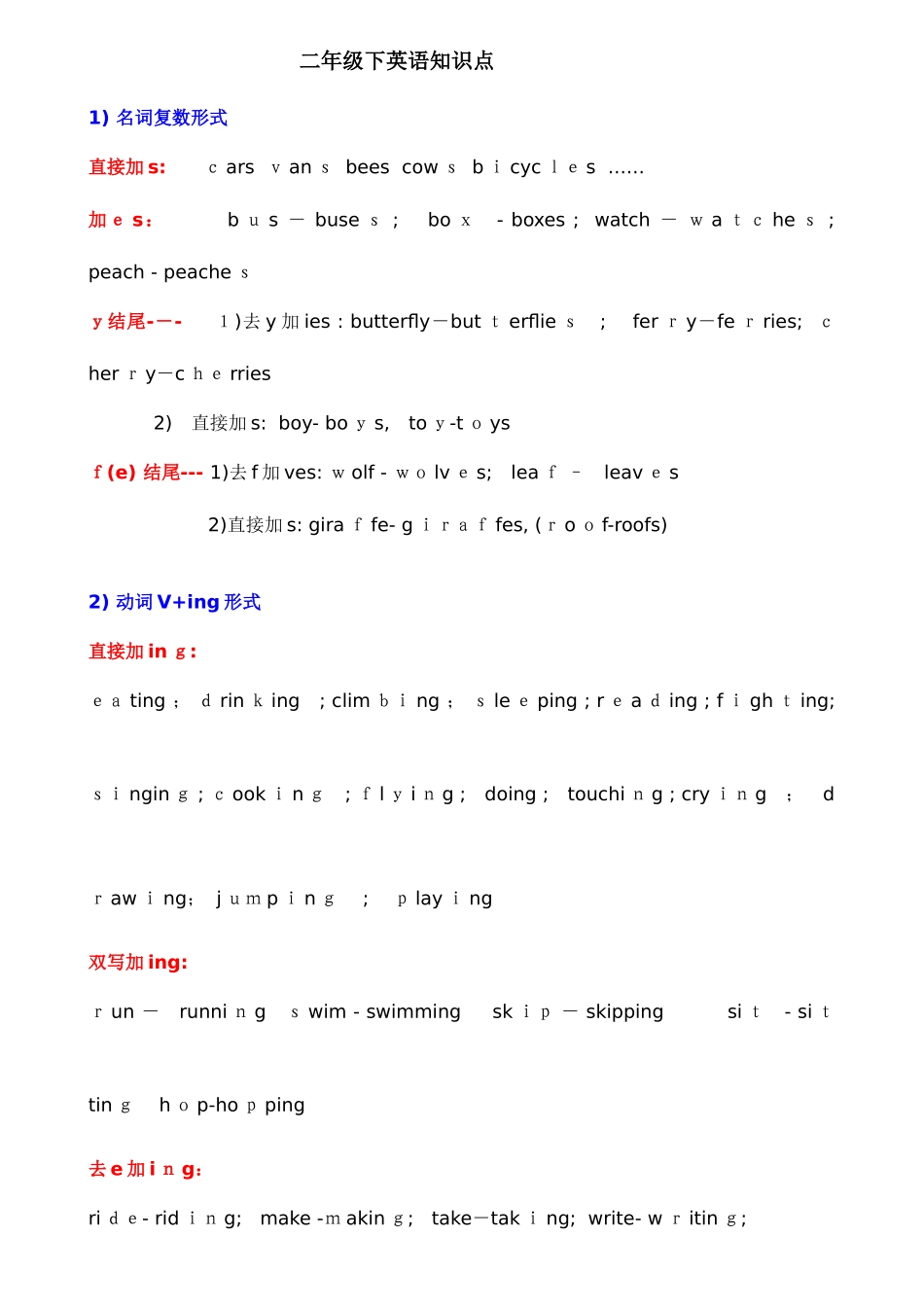 2025年二年级下英语知识点汇总表牛津版_第1页