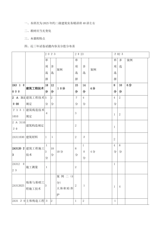 2025年二级建造师建筑工程管理与实务讲义及习题解析