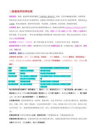 2025年二级建造师法律法规培训笔记