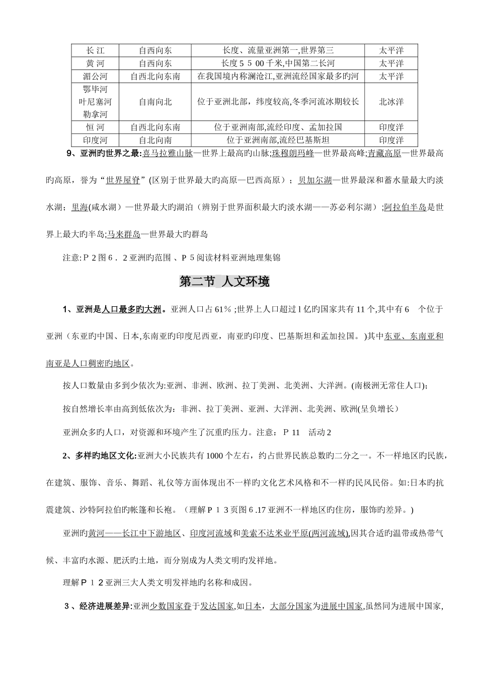 2025年人教版七年级地理下册知识点归纳_第3页