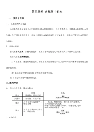 2025年人教版九年级化学第四单元知识点总结