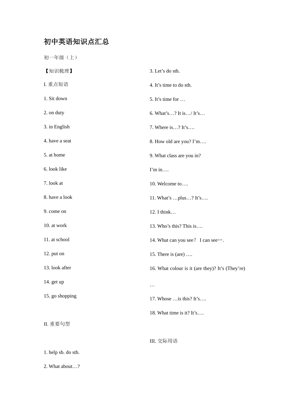 2025年人教版初中英语知识点汇总_第1页