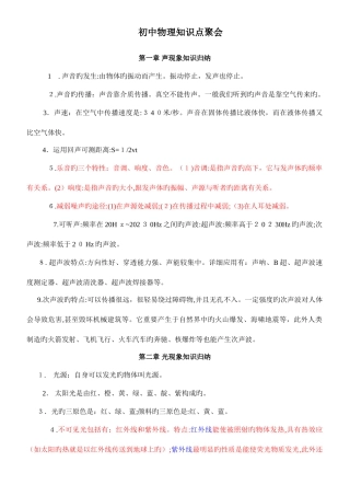 2025年人教版初中物理知识点总结归纳