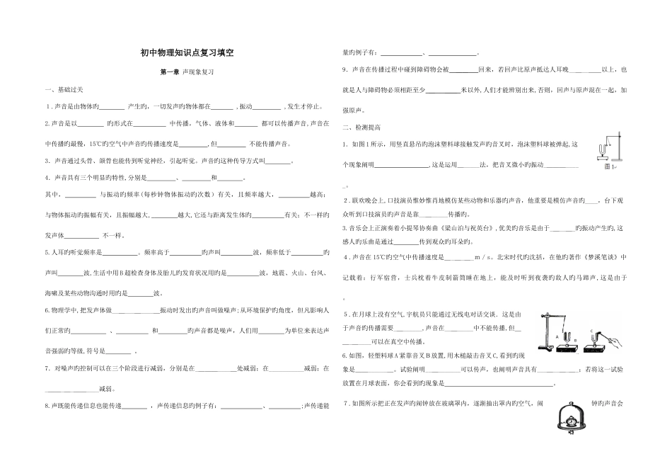 2025年人教版初中物理知识点总结及基础练习题_第1页