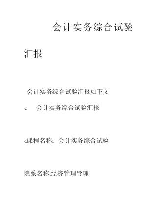 2025年会计实务综合实验报告