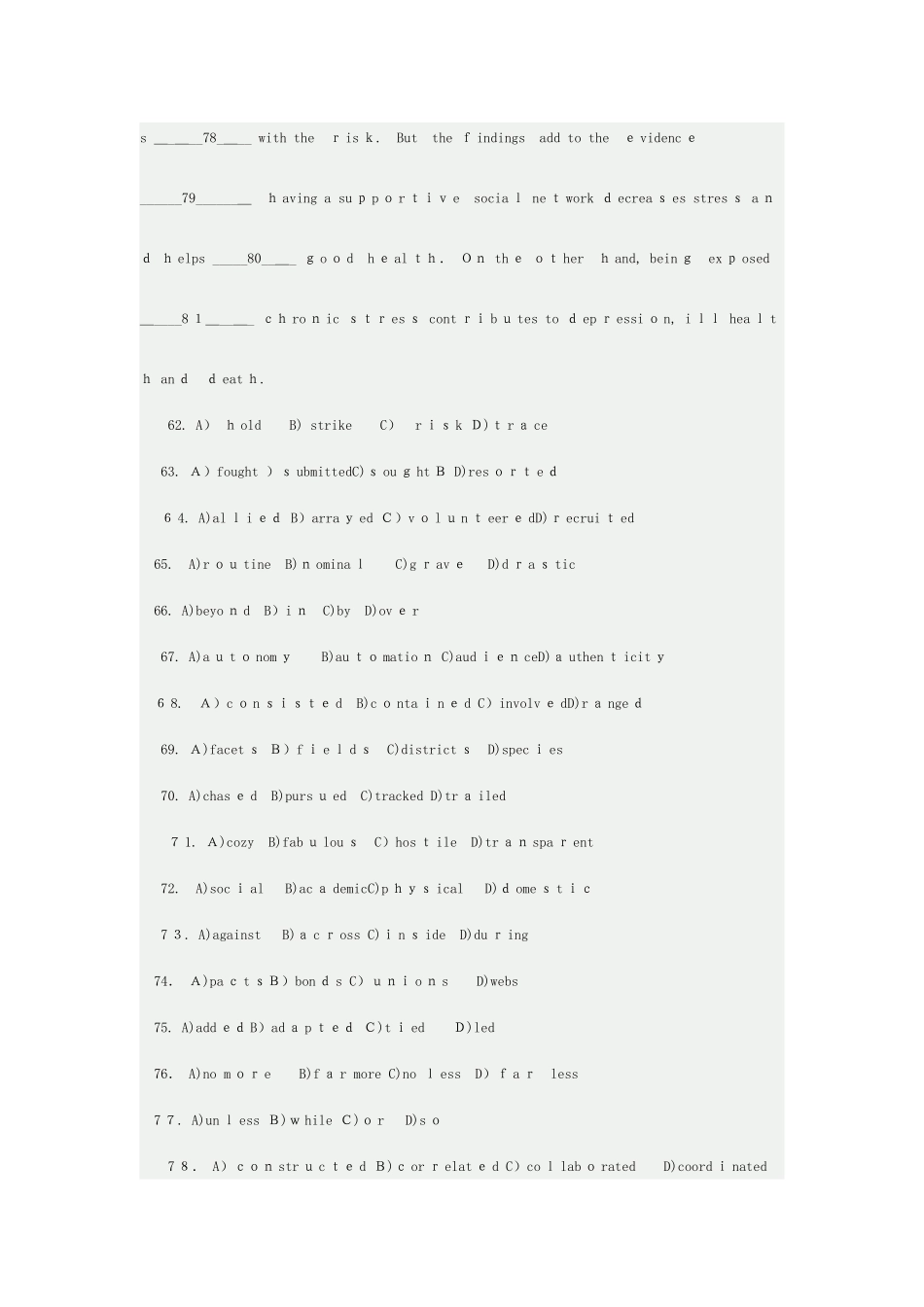 2025年六级历年完形填空真题及答案_第3页