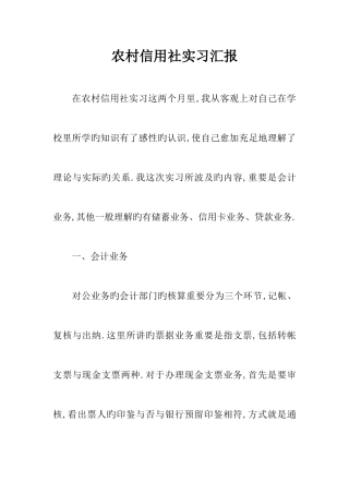 2025年农村信用社实习报告