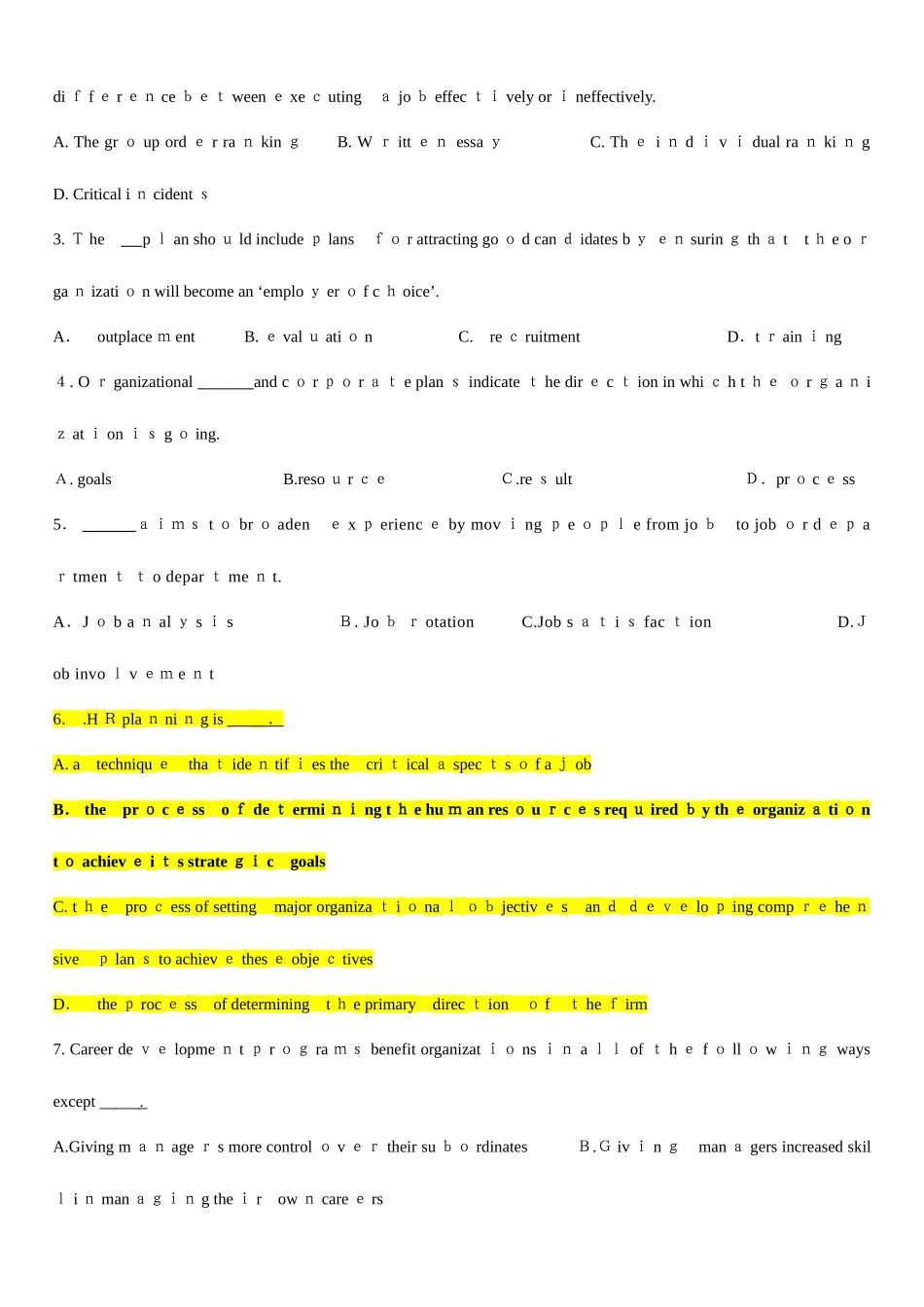 2025年助理人力资源管理师三级上海专业英语套试卷_第3页