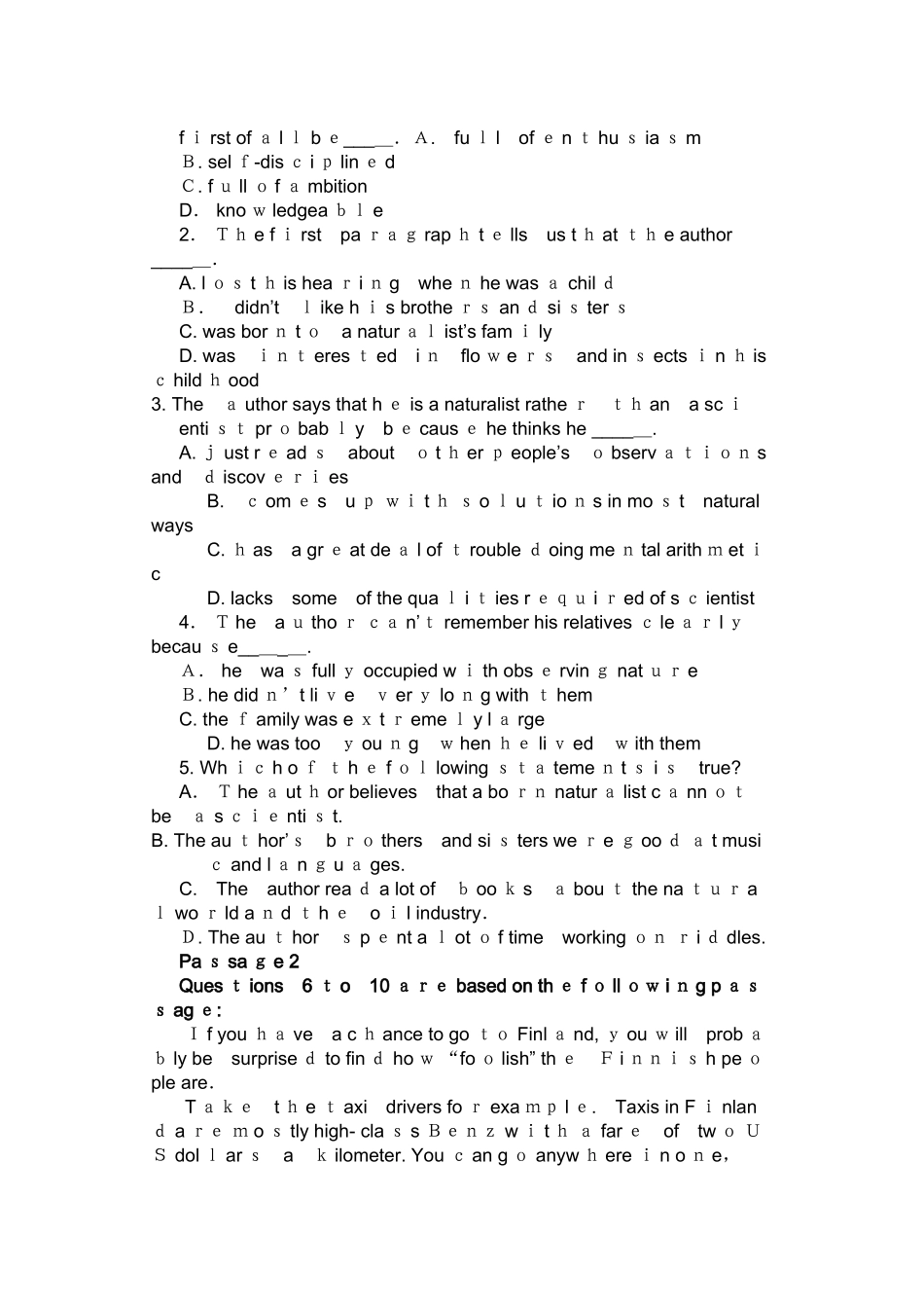 2025年北京成人本科学位英语考试卷含答案_第2页