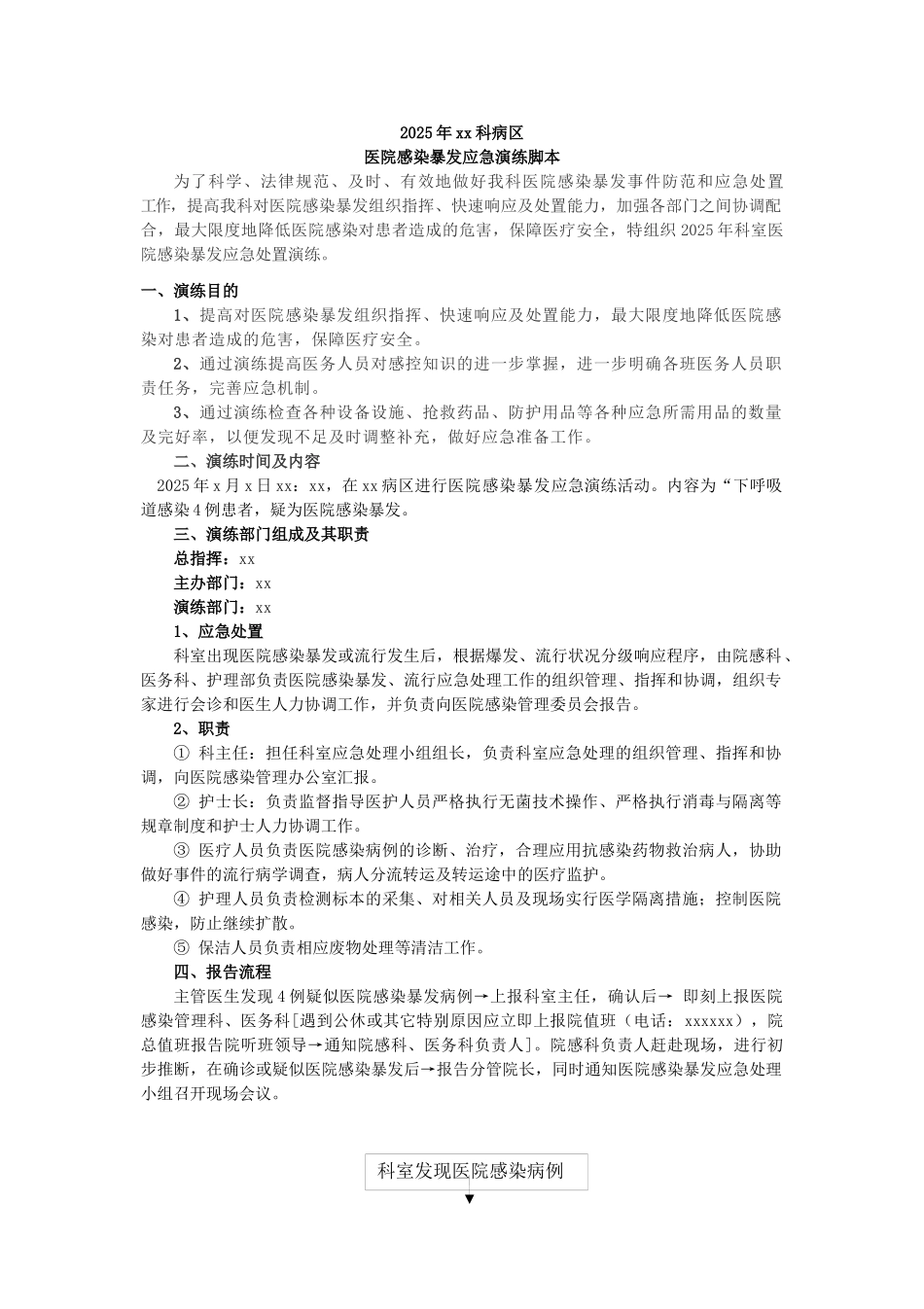 2025年医院院感爆发应急演练脚本_第1页