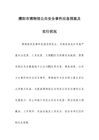 2025年博物馆公共安全应急预案及实施情况说明