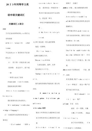 2025年同等学力英语申硕核心词汇