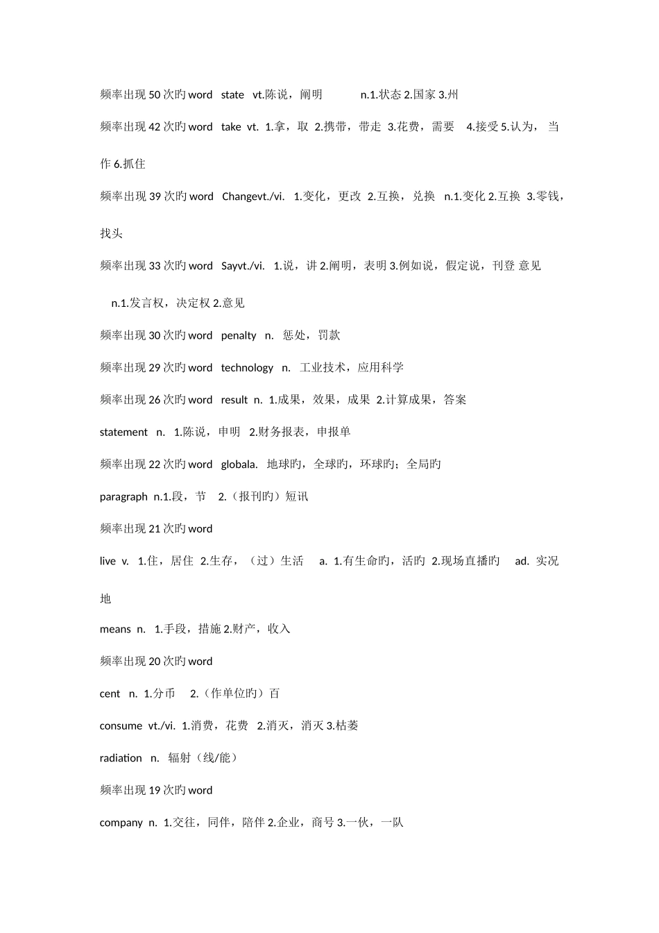 2025年同等学力英语高频词汇打印版_第1页